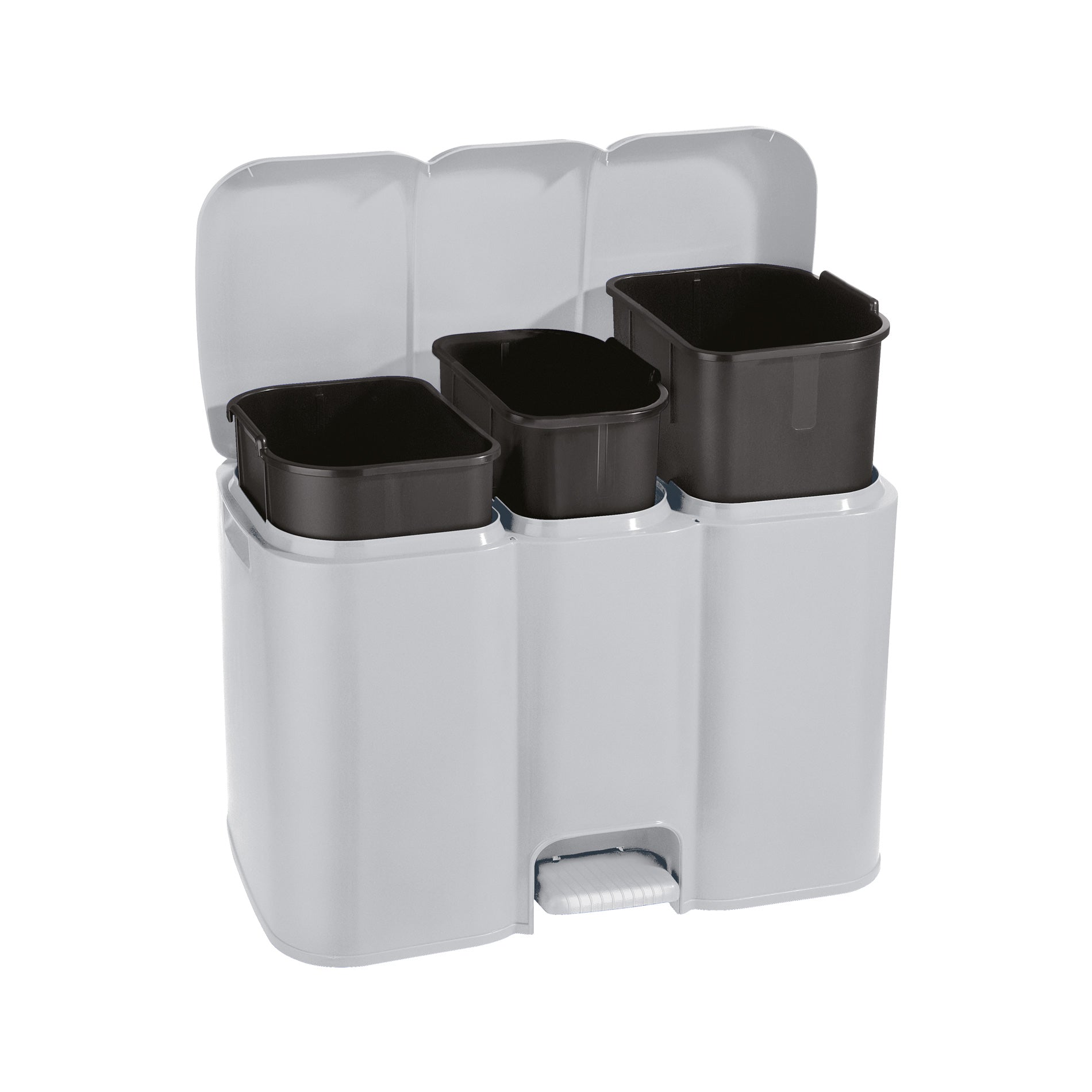Pattumiera a tre scomparti (13,8 e 13 litri) Grigio chiaro