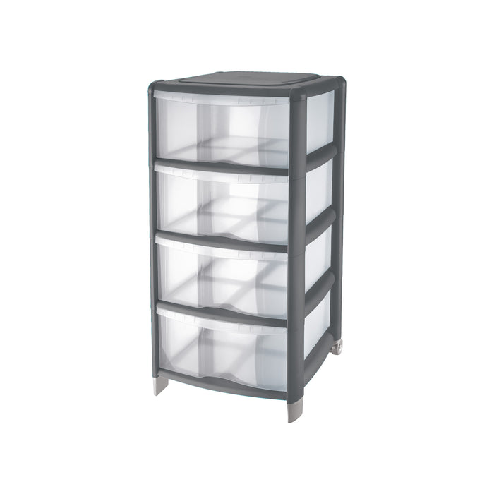 Cassettiera Bambù 4 cassetti alti Trasparente / Grafite