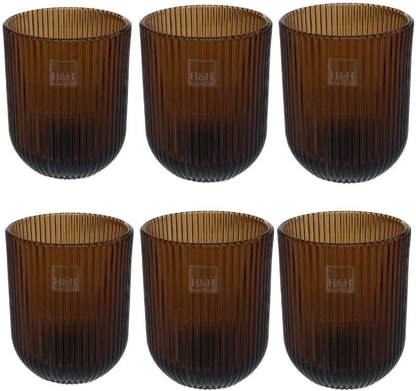 Bicchieri Vetro Peony Amber Cl28, 6 pezzi