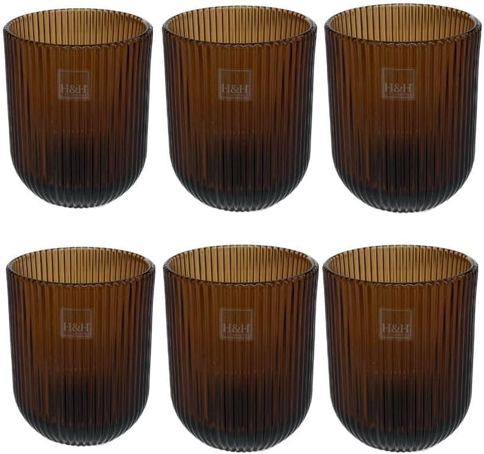 Bicchieri Vetro Peony Amber Cl28, 6 pezzi