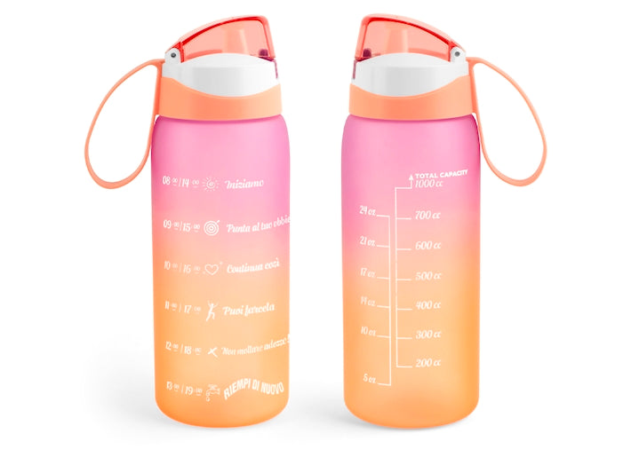 Bottiglia Motivazionale In Policarbonato Rosa/Arancio Lt 1