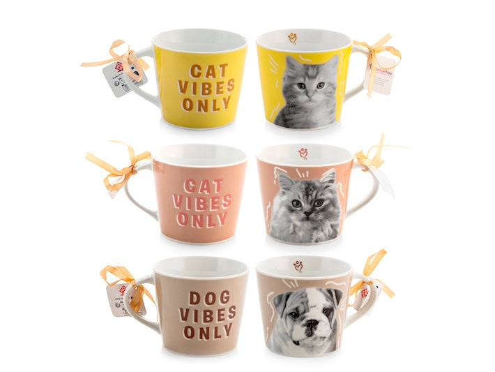 Singola Tazza a scelta  jumbo' pets vibes in porcellana decorata cc400