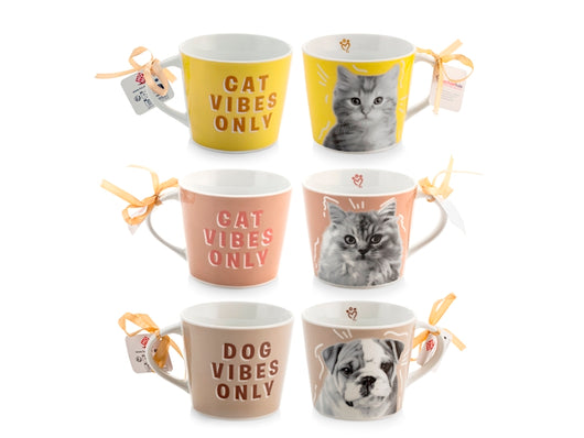 Singola Tazza a scelta  jumbo' pets vibes in porcellana decorata cc400