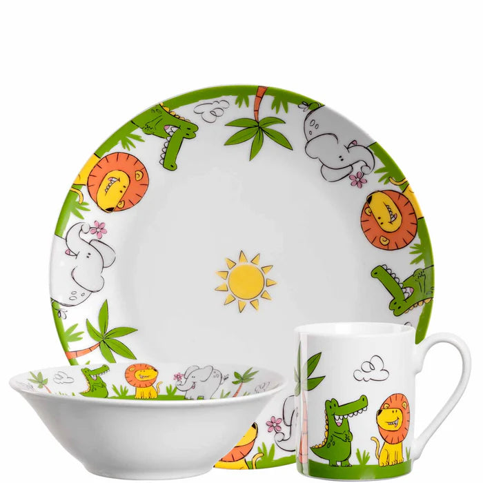 Stoviglie 3 pezzi per bambini BAMBINI coccodrillo/elefante/leone