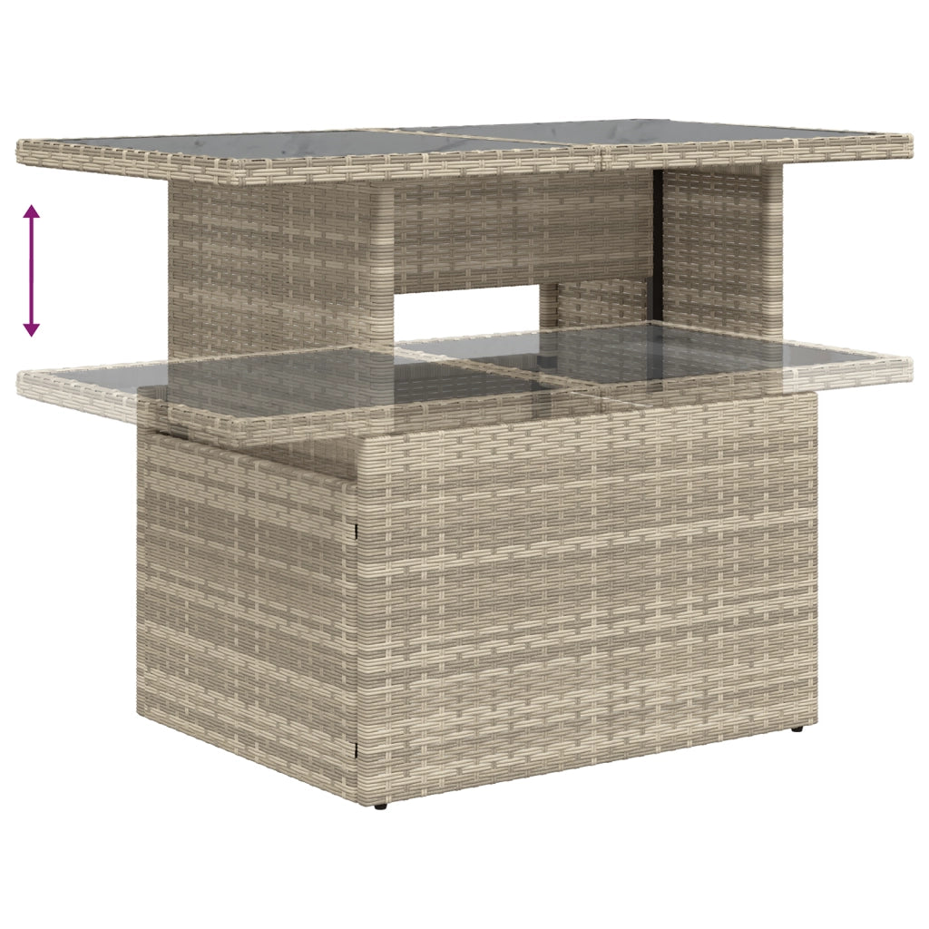 Set Divano da Giardino da 7 Pezzi con Cuscini Grigio Chiaro Polyrattan