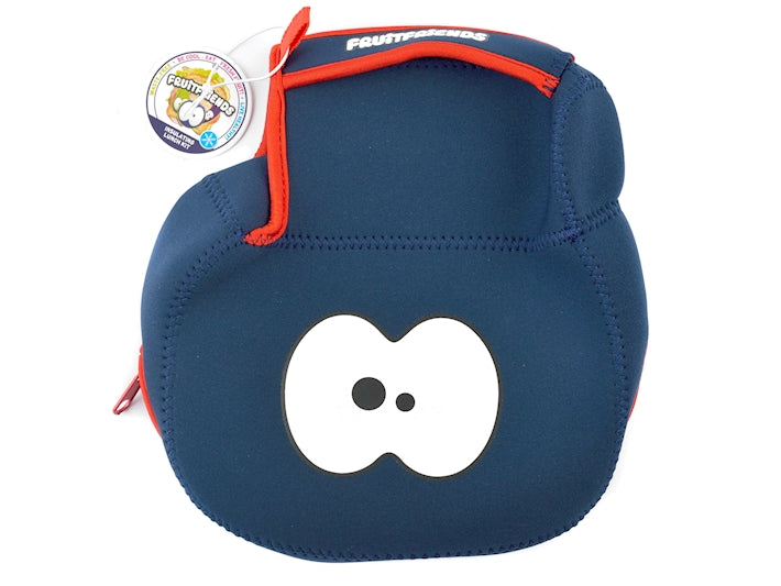 Porta pranzo in neoprene con porta borraccia blu