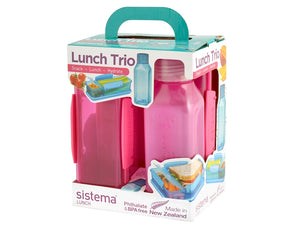 Confezione 2 porta pranzo lunch in polipropilene con borraccia blue o viola