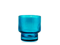Bicchieri Bliss in vetro rigato Blue 32 cl, confezione 6 pezzi