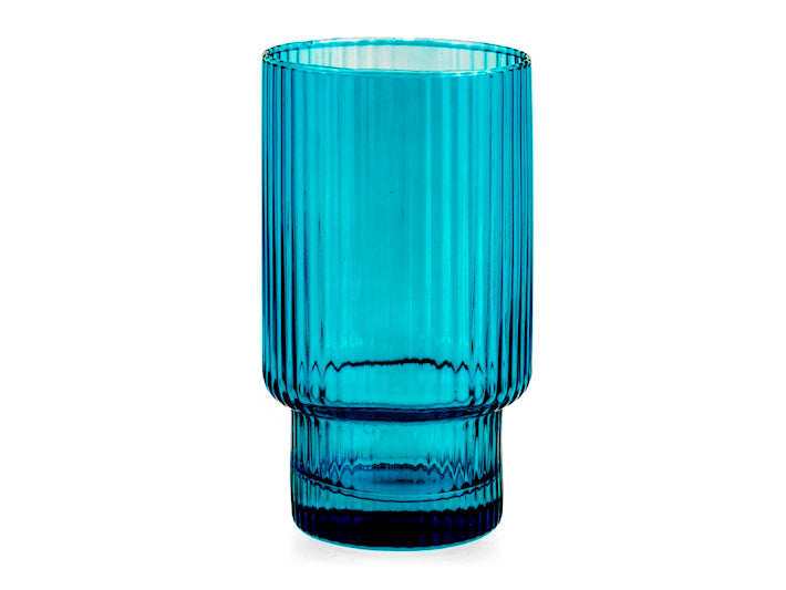 Bicchieri Bliss blue in vetro rigato 45cl, confezione 6 pezzi 