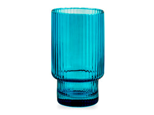 Bicchieri Bliss blue in vetro rigato 45cl, confezione 6 pezzi 