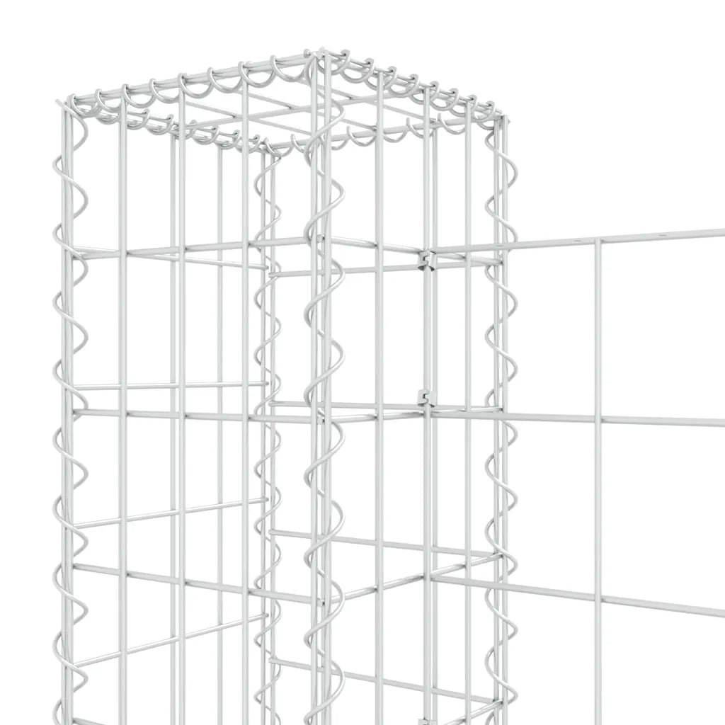 Cesto Gabbione a U con 3 Pali in Ferro 260x20x100 cm