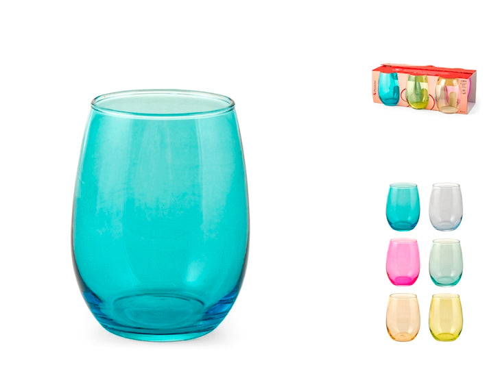 Bicchieri amber in vetro colorai soft cl 35 - set 6 pezzi