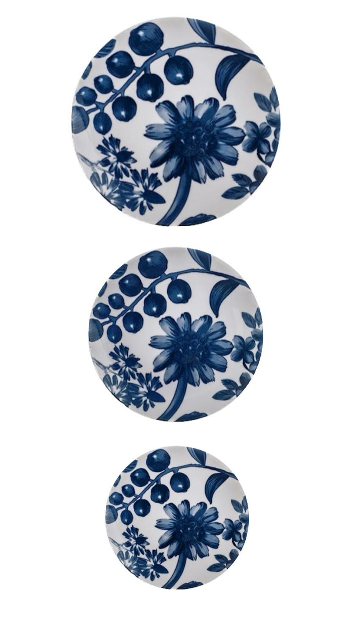 Set 18 piatti grandiflora decorata blu - set 18 pezzi