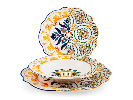 Servizio 18 piatti faenza china decorato