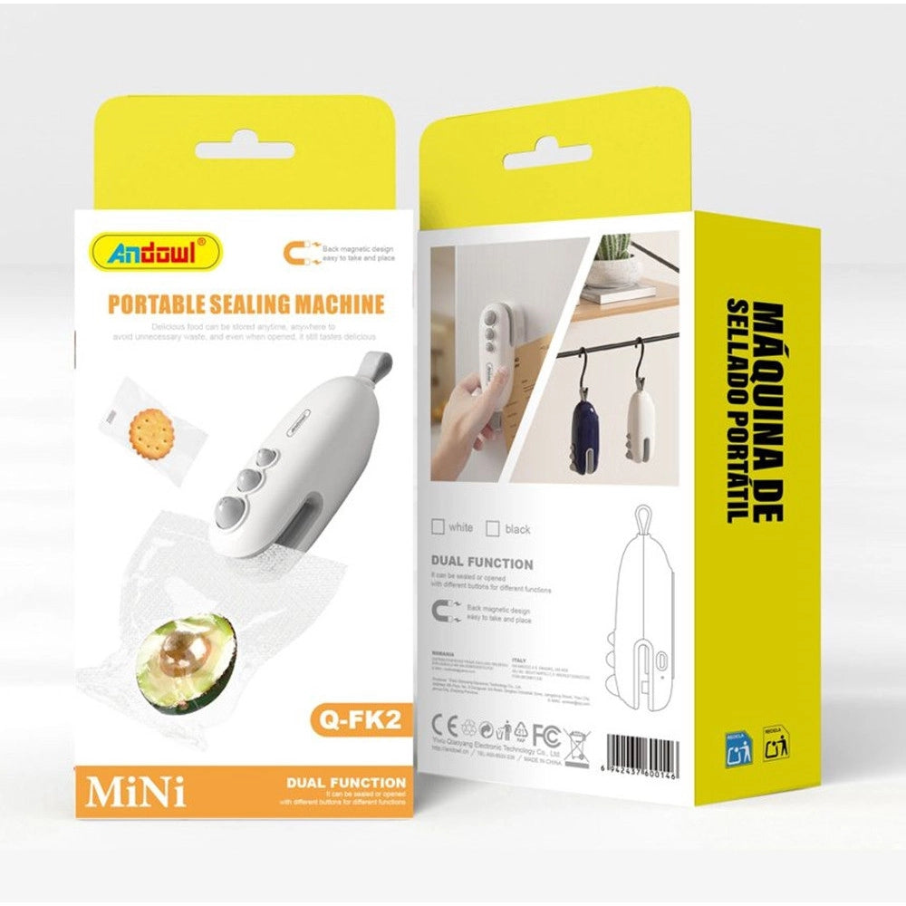 Trade Shop - Mini Macchina Sigillatrice Per Sacchetti Portatile Doppia Funzione Ricaricabile Q-fk2 -