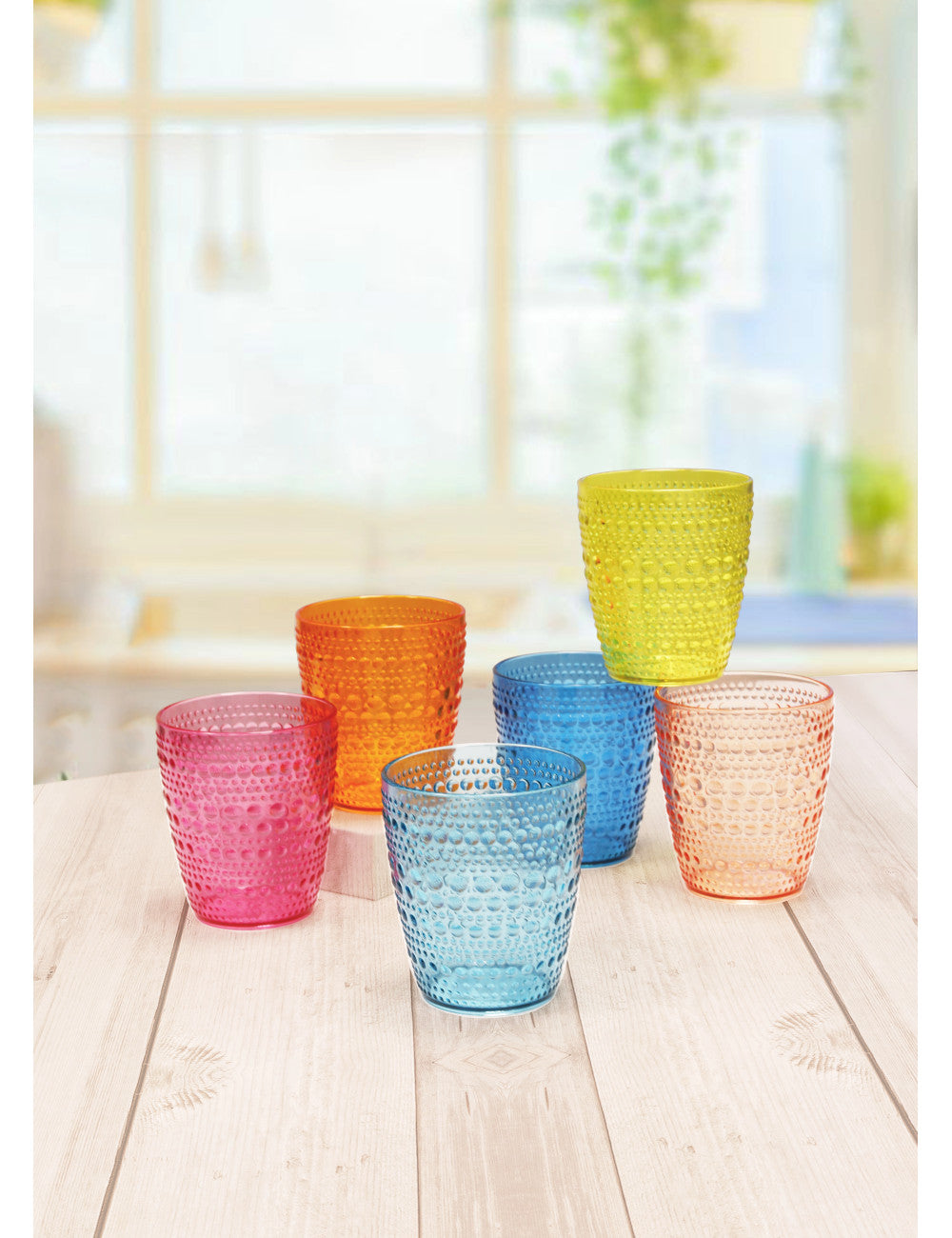 Set 6 bicchieri brio colori assortiti 35cl plastica SAN