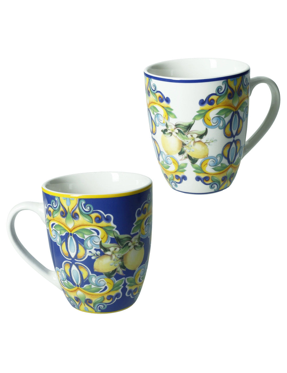 Tazza Mug citrus blu porcellana, set 2 pezzi