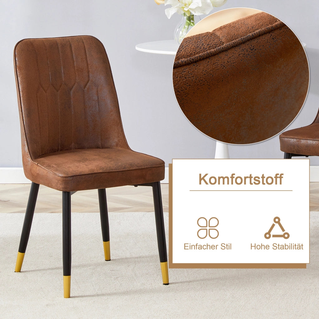 Set tavolo da pranzo rotondo Ø100 cm con 2 sedie marroni e gambe nere