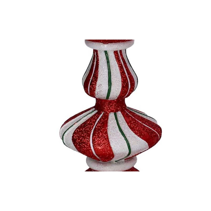 Portacandele resina bianco e rosso cm ø15h23