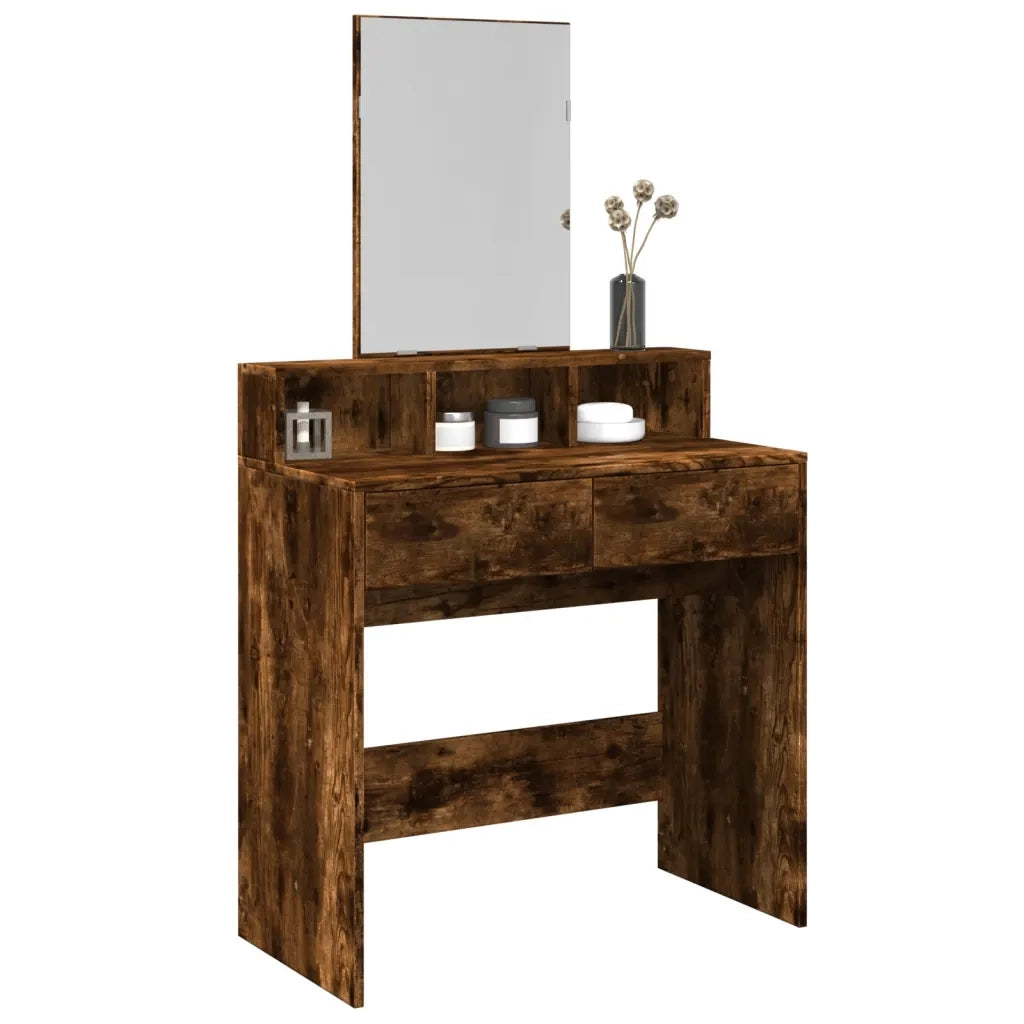 vidaXL Toeletta con Specchio Rovere Fumo 80x41x144,5 cm