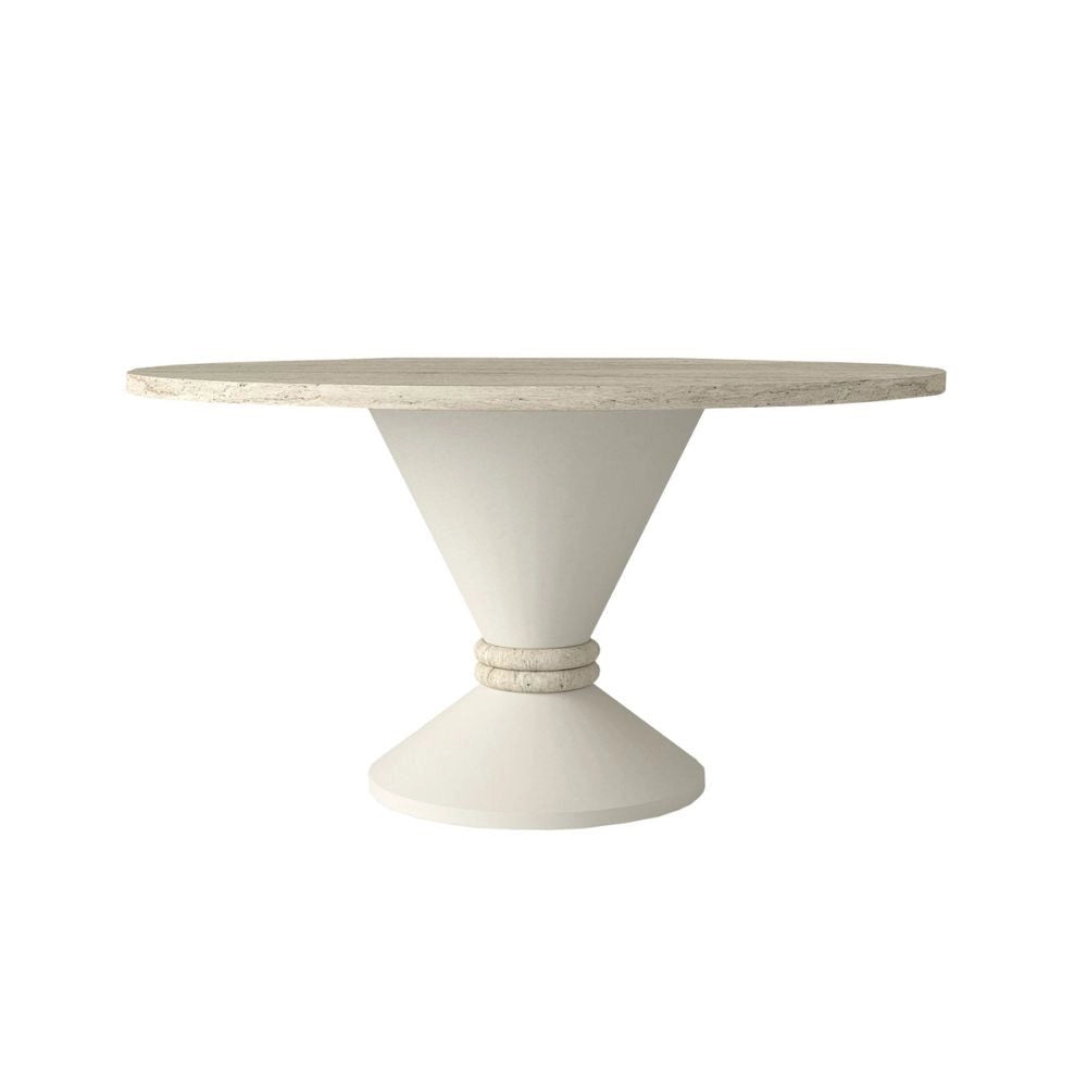 Tavolino da salotto Lepper con piano travertino e base cashmere