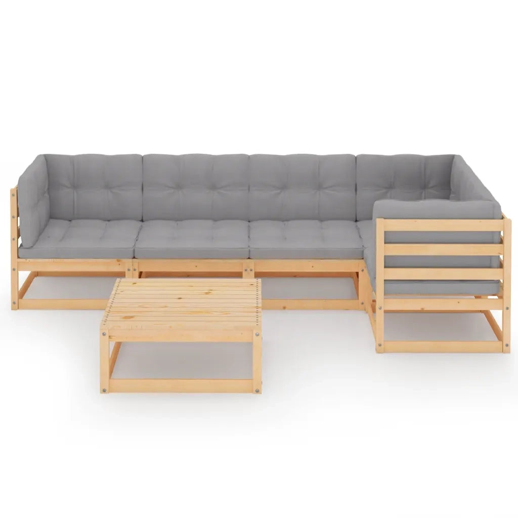 Set Divani da Giardino 6 pz con Cuscini Legno Massello di Pino 3076609