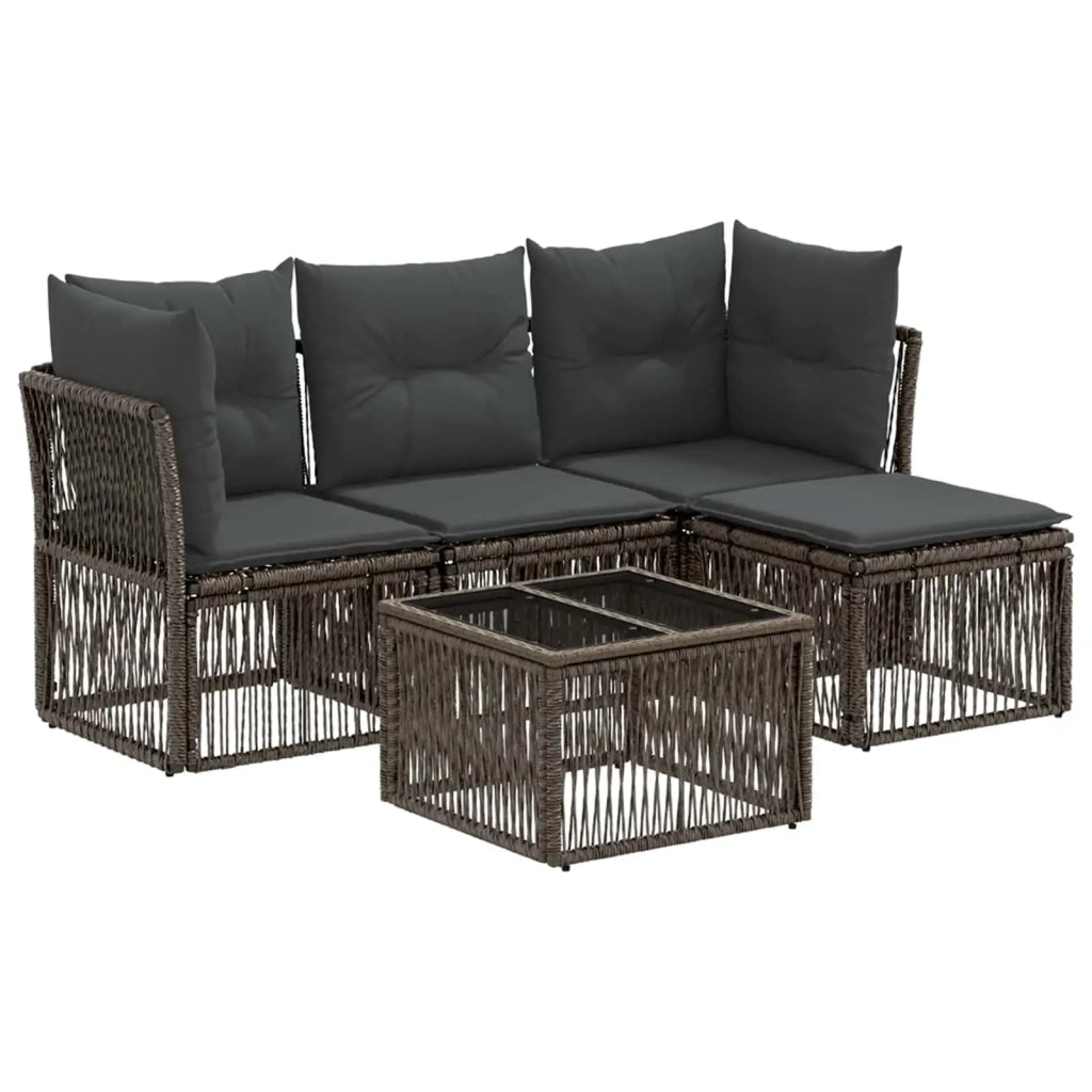 Set Divano da Giardino 5 pcs Grigio polyrattan 3434201