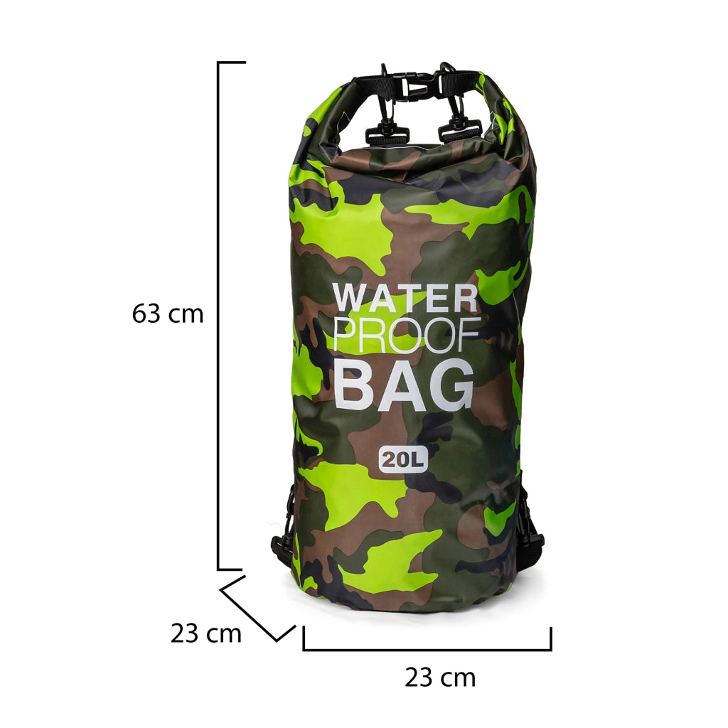Semiha, Borsa Impermeabile Capacità 20 lt, Verde Mimetica
