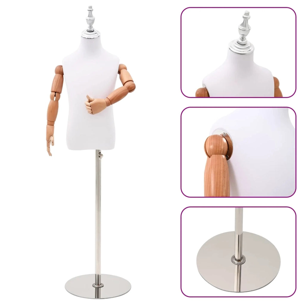 Manichino Regolabile 120-150 cm con Base Unisex PP Bianco 42041709