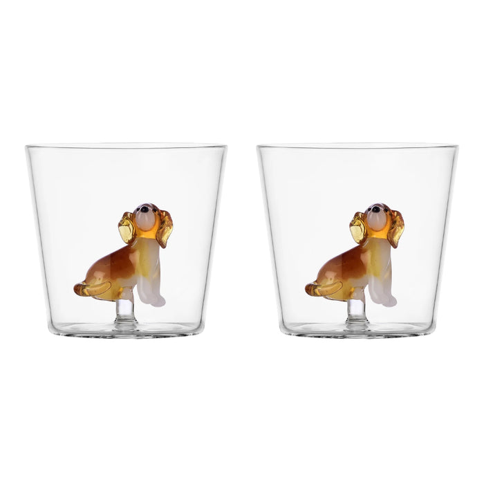 Bicchiere tumbler Dog Golden retriever set 2 pezzi
