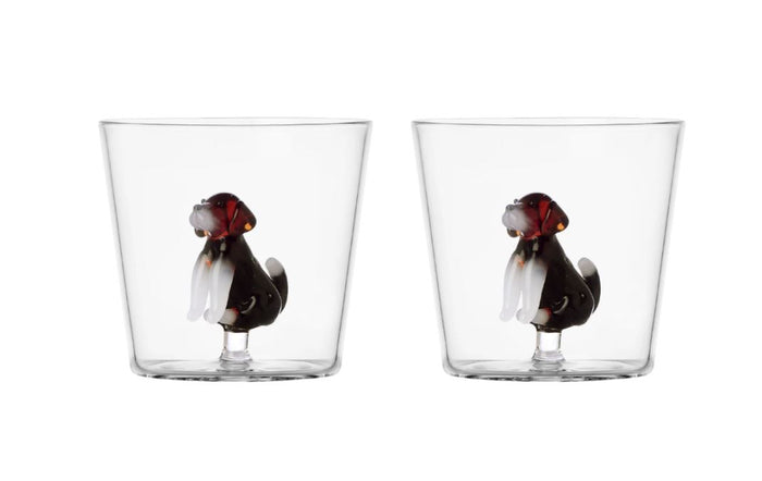 Bicchiere tumbler DOG English foxhound set 2 pezzi