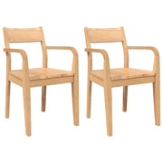 Sedie da Pranzo 2 pz | Sedie da cucina Naturale in Legno Massello di Hevea
