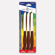 Conf 6 coltelli da tavola con manico marrone, lama inox seghettata 11 cm