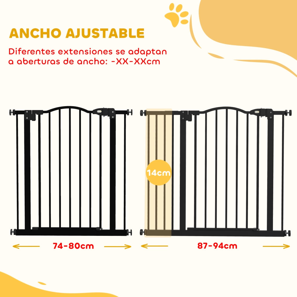 Barriera di Sicurezza per Cani 74-94 cm ¨C zephmum ¨C Nero