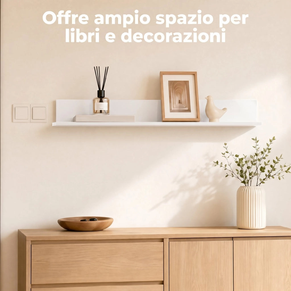 Mensola da Parete ¨C Zephmum ¨C Legno Lucido Bianco 1.5 cm