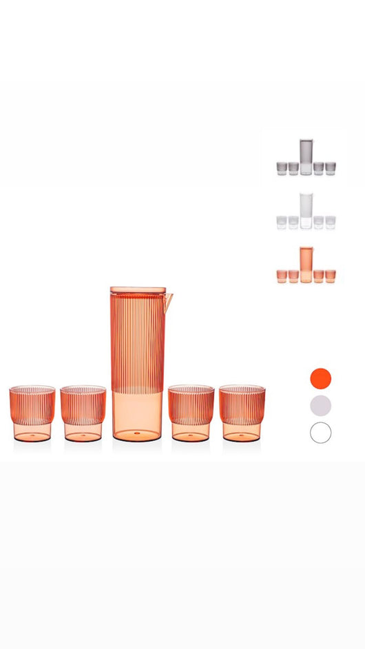 Set 5 pz bibita brocca+bicchieri colori ass