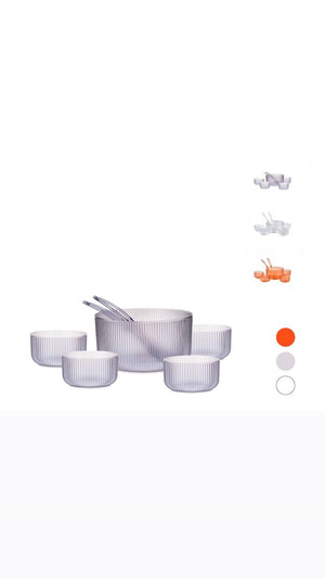 Set 7 pz insalatiera+coppette+posate colori ass