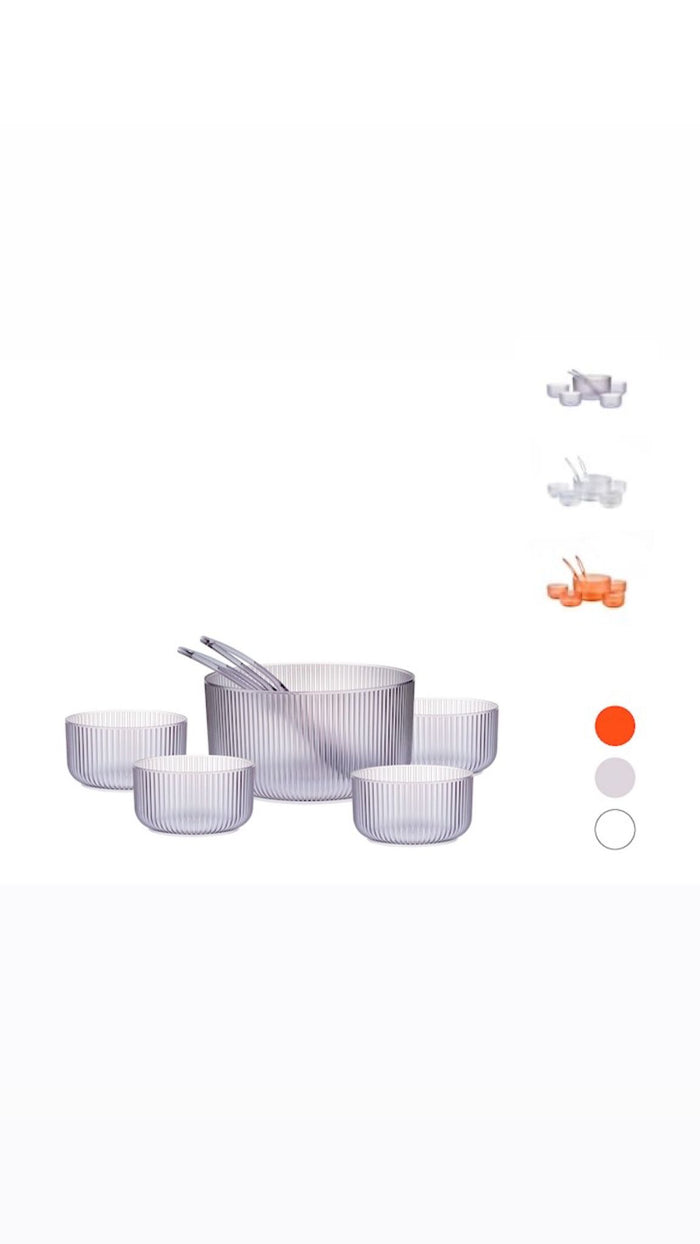 Set 7 pz insalatiera+coppette+posate colori ass