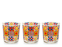Set 3 bicchieri mosaika  vetro decorato cl 35