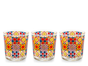 Set 3 bicchieri mosaika  vetro decorato cl 35