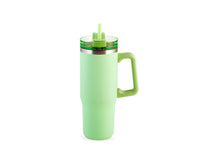 Mug termico verde in acciaio con cannuccia lt 0,9