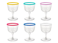 Set 6 calici in acrilico trasparente con ring colorato cl25