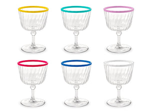 Set 6 calici in acrilico trasparente con ring colorato cl25