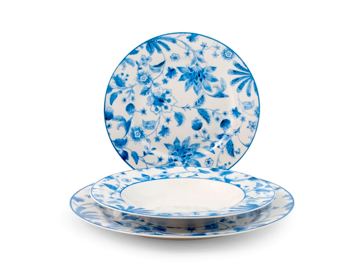 Servizio 18 pezzi tavola blue arbor new bone china decorato