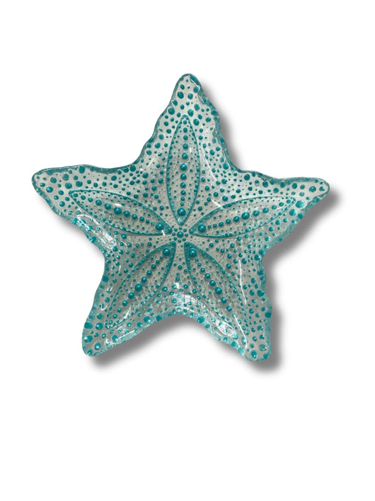 Piatto stella in vetro seashell turchese 17cm