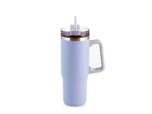 Mug termico lilla in acciaio con cannuccia lt 0.9