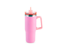 Mug termico fucsia in acciaio con cannuccia lt 0.9