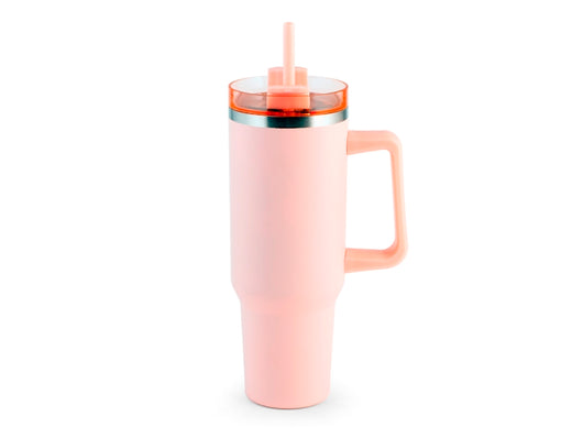 Mug termico rosa in acciaio con cannuccia lt 1.2