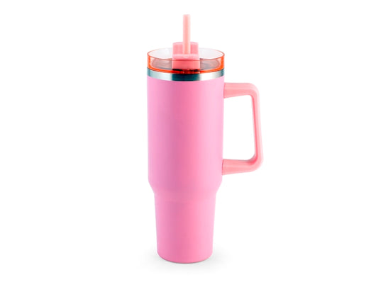 Mug termico fucsia in acciaio con cannuccia lt 1,2