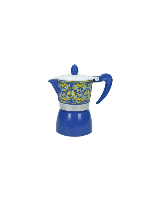 Caffettiera citrus blu tre tazze induzione alluminio